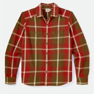 FLINT AND TINDER Crossback Workshirt in Green Red Plaid - LARGE